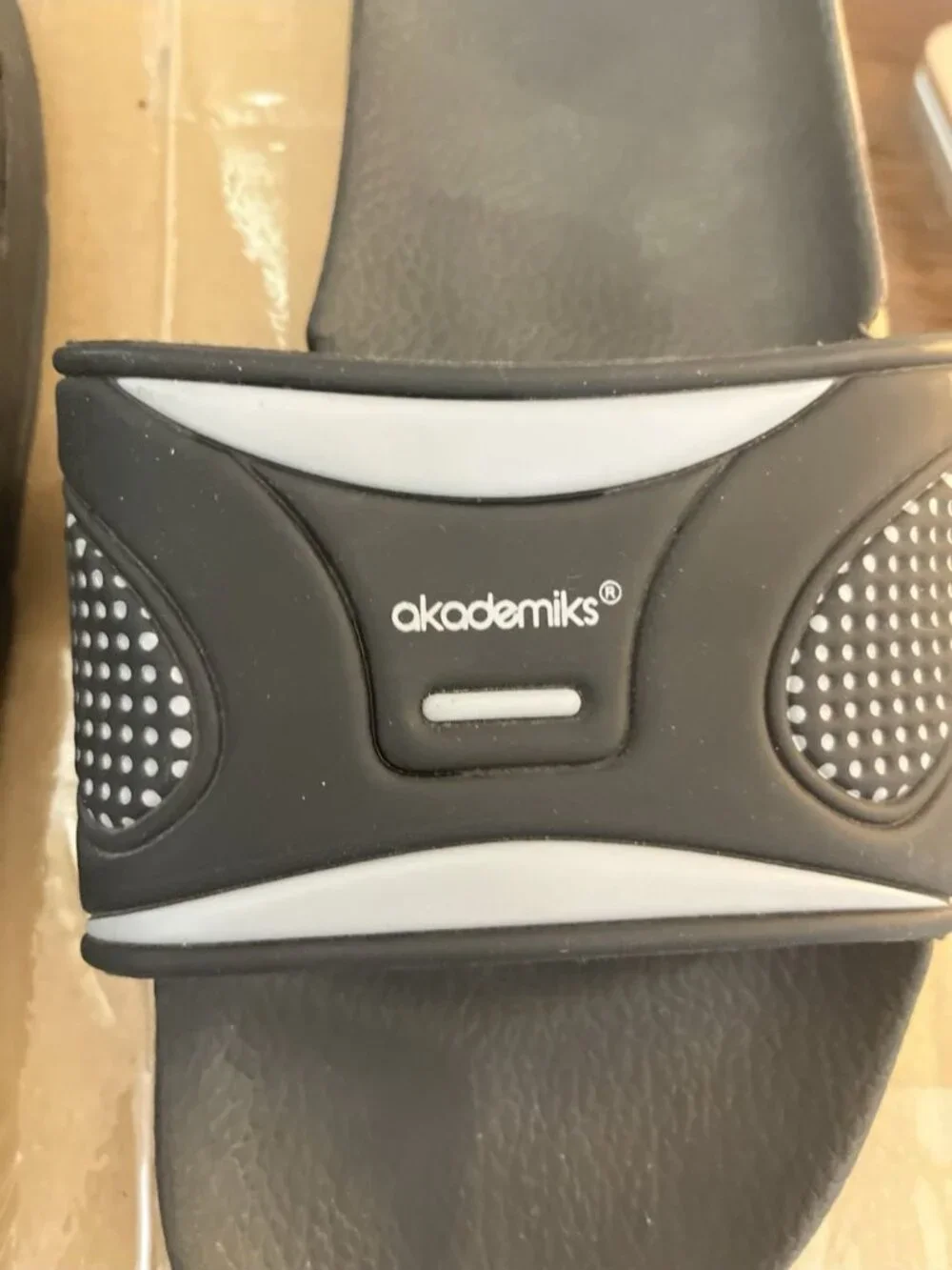Akademiks Men's Slides Sandals Sz 13 Gray Black Comfort Footbed Athletic Logo